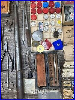 VTG Antique Watch & Clock REPAIR Parts Tools Lot 1000s of Pieces USA Switzerland