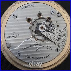 VTG Illinois 18s 17J Grade 69 Pocket Watch GF For Parts or Repair
