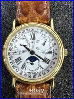 VTG Movado Swiss Made Triple Date Moon Phase Ladies Dress Watch Parts Or Repair