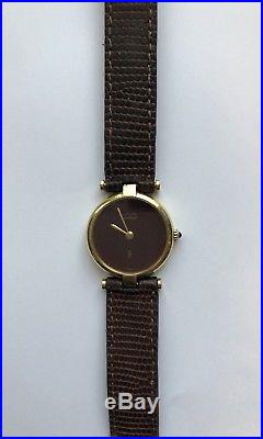 VTG Must de Cartier Argent 925 Quartz Watch, Gold Plated Round- FOR PARTS/REPAIR