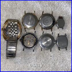 VTG Timex Watch Lot Parts Repair Men Women Gold Black Silver Faces Bezel Guts