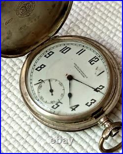 Vintage 0.900 Silver Girard Perregaux Hunter Swiss Pocket Watch For Repair Parts