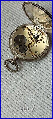 Vintage 0.900 Silver Girard Perregaux Hunter Swiss Pocket Watch For Repair Parts