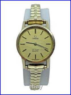 Vintage 10k Gold Filled Omega De Ville Quartz Stretch Band Watch Parts/Repair Vintage 10k Gold Filled Omega De Ville Quartz Stretch Band Watch Parts/Repair