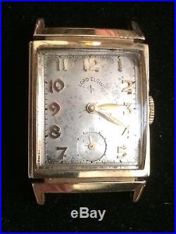 Vintage 14k Solid Gold Lord Elgin Watch Runs Needs Work Scrap, Repair, Parts