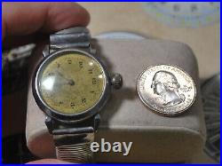 Vintage 1919 ELGIN 7J Manual Wind Men's Military Style Watch -4 Repair /Parts