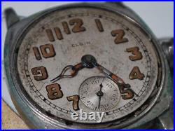 Vintage 1928 ELGIN 0s 7J Manual Wind Men's Watch withNickel Case -4 Repair /Parts