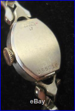 Vintage 1957 (L7) Ladies 14K White Gold Bulova Wristwatch for Parts/Repair/Scrap
