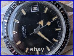 Vintage 1960's Bifora All SS German 20 ATM Skin Diver withPatina FOR PARTS/REPAIR