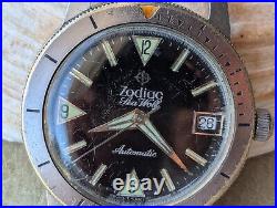 Vintage 1960's Zodiac Sea Wolf Diver withMint Dial, Signed Crown FOR PARTS/REPAIR