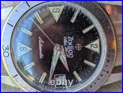 Vintage 1960's Zodiac Sea Wolf Diver withMint Dial, Signed Crown FOR PARTS/REPAIR