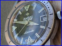 Vintage 1960's Zodiac Sea Wolf Diver withMint Dial, Signed Crown FOR PARTS/REPAIR