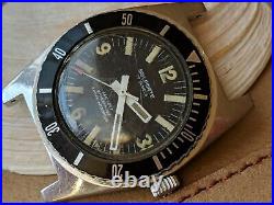 Vintage 1970's Belforte 666 FT Diver Watch withOrig Crown, Runs FOR PARTS/REPAIR