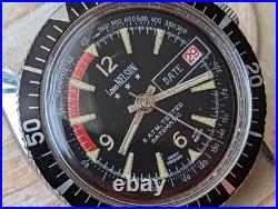 Vintage 1970's Lord Nelson Datomatic 5 ATM Diver withPatina, Runs FOR PARTS/REPAIR