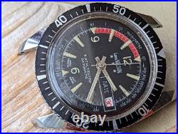 Vintage 1970's Lord Nelson Datomatic 5 ATM Diver withPatina, Runs FOR PARTS/REPAIR