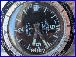 Vintage 1970s Cardinal Rallye GT World Time Diver withPatina, Runs FOR PARTS/REPAIR