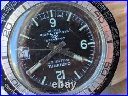 Vintage 1970s Cardinal Rallye GT World Time Diver withPatina, Runs FOR PARTS/REPAIR