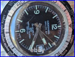Vintage 1970s Cardinal Rallye GT World Time Diver withPatina, Runs FOR PARTS/REPAIR