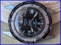 Vintage 1970s Cardinal Rallye GT World Time Diver withPatina, Runs FOR PARTS/REPAIR