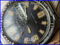 Vintage 1970s Helbros Day-Date German Diver Watch withWarm Patina FOR PARTS/REPAIR