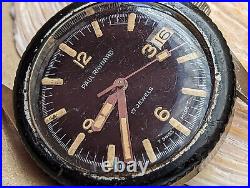 Vintage 1970s Paul Raynard 600 Feet Diver Watch withOrange Patina FOR PARTS/REPAIR