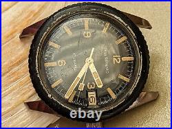 Vintage 1970s Paul Raynard 600 Feet Diver Watch withOrange Patina FOR PARTS/REPAIR