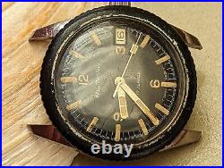 Vintage 1970s Paul Raynard 600 Feet Diver Watch withOrange Patina FOR PARTS/REPAIR