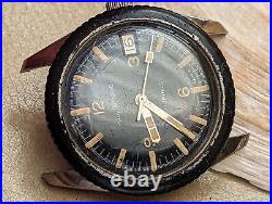 Vintage 1970s Paul Raynard 600 Feet Diver Watch withOrange Patina FOR PARTS/REPAIR