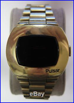 Vintage 1970s Pulsar P2 Red LED 14K Gold Filled Men's Digital Watch Parts/Repair