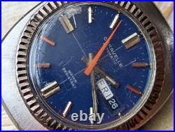Vintage 1971 Caravelle Day-Date Watch withBlue Dial, AS 1916 Mvmt FOR PARTS/REPAIR