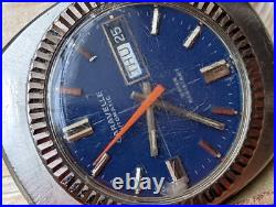 Vintage 1971 Caravelle Day-Date Watch withBlue Dial, AS 1916 Mvmt FOR PARTS/REPAIR