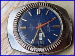 Vintage 1971 Caravelle Day-Date Watch withBlue Dial, AS 1916 Mvmt FOR PARTS/REPAIR