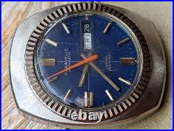 Vintage 1971 Caravelle Day-Date Watch withBlue Dial, AS 1916 Mvmt FOR PARTS/REPAIR