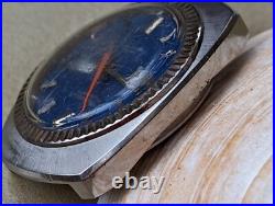 Vintage 1971 Caravelle Day-Date Watch withBlue Dial, AS 1916 Mvmt FOR PARTS/REPAIR