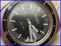 Vintage 1973 Bulova Day-Date Devil Diver Watch withSigned Crown FOR PARTS/REPAIR