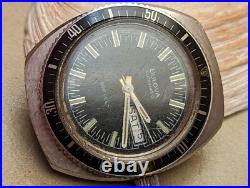 Vintage 1973 Bulova Day-Date Devil Diver Watch withSigned Crown FOR PARTS/REPAIR