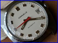 Vintage 1974 Caravelle West Germany Watch withSigned Crown, Runs FOR PARTS/REPAIR