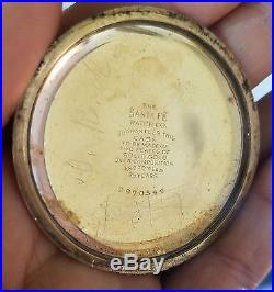 Vintage 21Jewels Illinois Santa Fe Special Pocket Watch Parts Repair