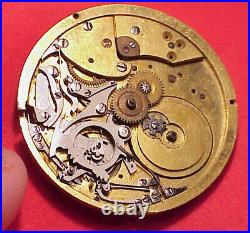 Vintage 40mm Repeater Keywind Pocket Watch Cylinder Movement No Dial Repairs