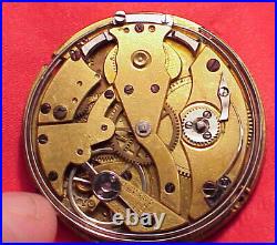 Vintage 40mm Repeater Keywind Pocket Watch Cylinder Movement No Dial Repairs