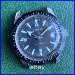 Vintage 60's Sidros Skin Diver 5 ATM Manual Wind Wristwatch for PARTS / REPAIR