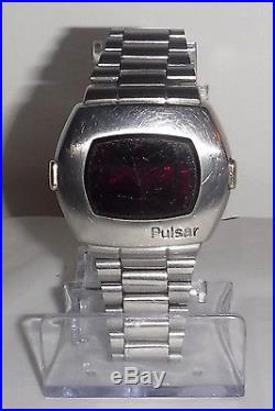 Vintage 70s Pulsar P2 Astronaut Digital James Bond SS Watch AS IS Parts Repair