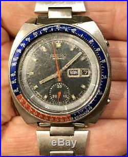 Vintage 70s Seiko Pogue 6139 6005 Chronograph Watch for Parts/Repair As-Is