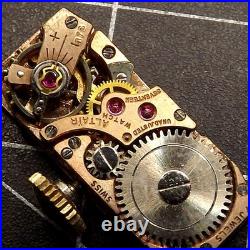Vintage Altair 17 Jewel Swiss Watch Movement 14K Gold Dial Parts Repair