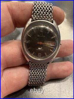 Vintage BULOVA sea king men automatic watch DAY/DATE Runs, Waltham Parts, Repair