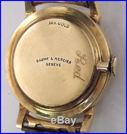 Vintage Baume & Mercier 14K Solid Gold Case Manual Wind Watch For Parts/Repair