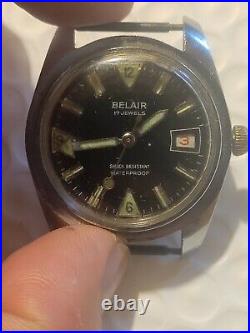 Vintage Belair mechanical 17 Jewels waterproof watch for parts or repairs A5