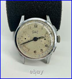 Vintage Bovet Chronograph Landeron 51 34mm Blue Tachymeter Dial Parts Repair