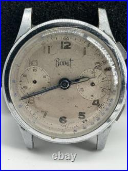 Vintage Bovet Chronograph Landeron 51 34mm Blue Tachymeter Dial Parts Repair