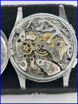 Vintage Bovet Chronograph Landeron 51 34mm Blue Tachymeter Dial Parts Repair